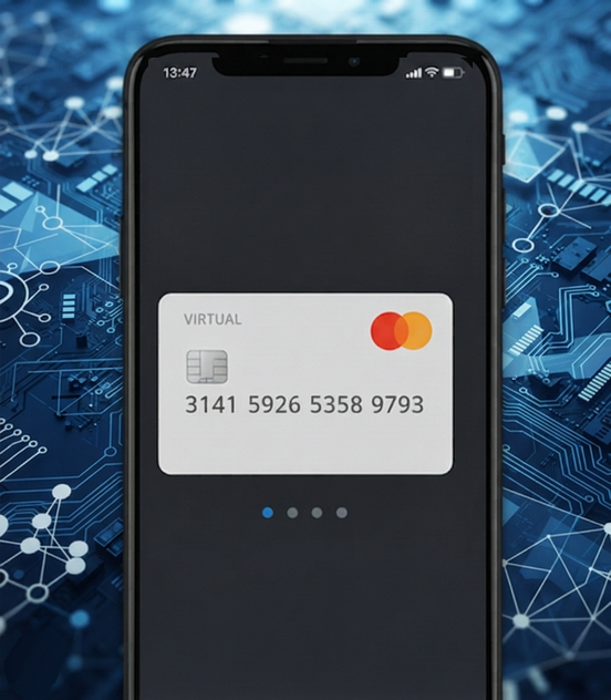 No Kyc Virtual Crypto Card​ displayed on a smartphone